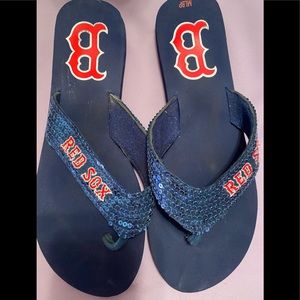 Red Sox sequin flip flops